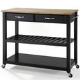 thumbnail image 3 of Wood Top Kitchen Prep Cart Black/Natural, 3 of 8