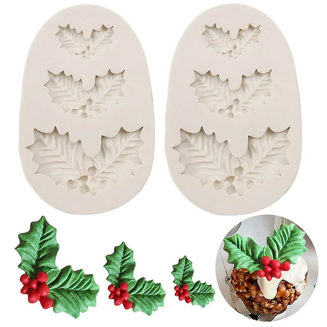 De Hojas De Acebo De Navidad, Molde De Silicona Para Pastel, Molde De Fondant, Adornos Navideños Multiusos Duraderos E Insípidos Kearding HA033580-00