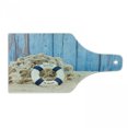 thumbnail image 1 of Coastal Cutting Board, Marine Theme Welcome Message on Beach Coastline Vintage Style Picture Print, Tempered Glass Cutting and Serving Board, Wine Bottle Shape, Eggshell Blue Red, by Ambesonne, 1 of 1