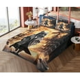 thumbnail image 4 of Ambesonne Cat Fitted & Top Sheet Set with Shams, Cinematic Humorous Agent Kitty, Pale Orange and Dark Grey, 4 of 5
