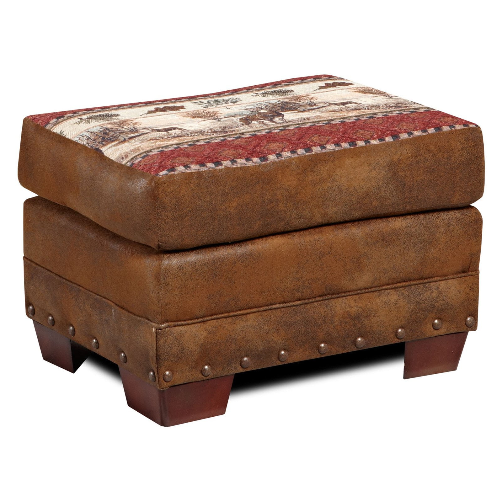American Furniture Classics 26.5" Microfiber Deer Valley Ottoman in Brown