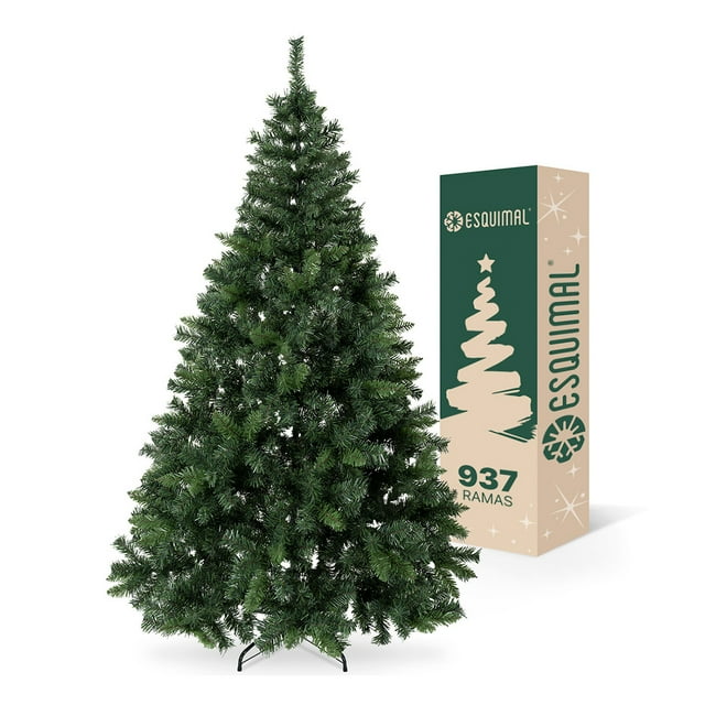 Árbol de Navidad Clásico 2.1m + Estrella Esquimal, Pino Navideño Artificial Frondoso