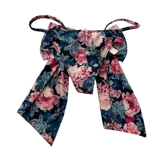 Victoria's Secret Dream Angels Satin Bow Back Floral V String Panty Size Medium NWT