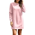 thumbnail image 5 of Squevariel Long Sleeve Sweatshirt Dress for Women Crew Neck Solid Color Casual Dress Mini Dress, 5 of 9