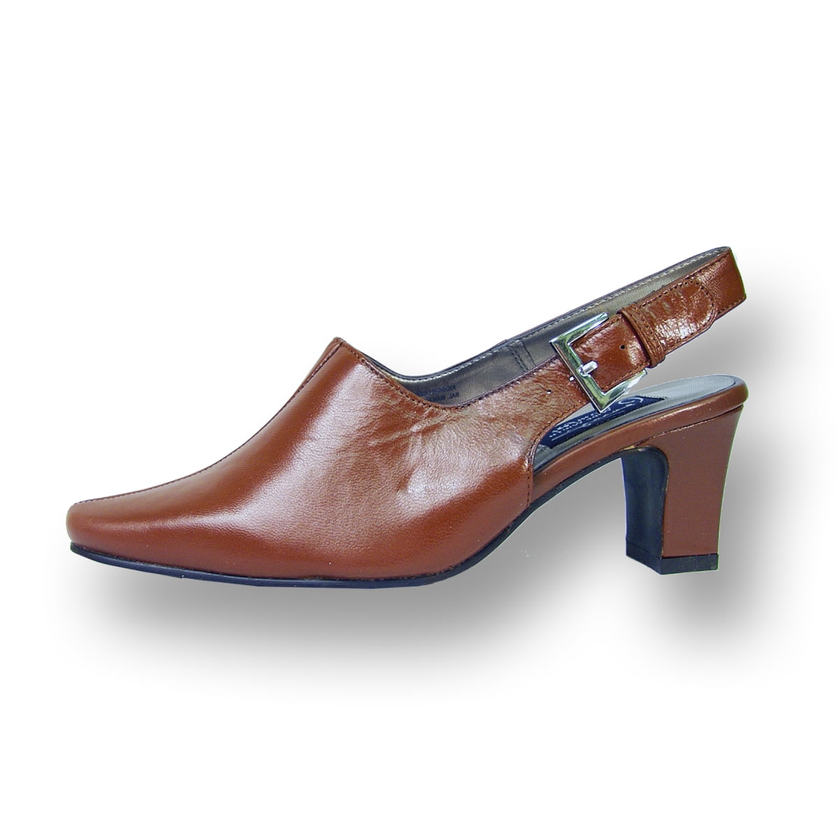 PEERAGE Zoe Women's Wide Width Leather Slingback Dress Pump BROWN 8.5