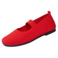 thumbnail image 3 of IEMIEMIEM Women's Ballet Flats Round Toe Mary Jane Shoes Comfortable Dressy Women Flats Adjustable Straps Washable Knit Slip On Shoes Red 6.5 Wide, 3 of 7