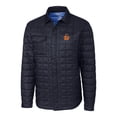 thumbnail image 2 of Men's Cutter & Buck  Navy Syracuse Orange Vault Rainier PrimaLoft Eco Insulated Quilted Button-Up Shacket, 2 of 3