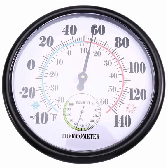 Indoor Outdoor Thermometer Hygrometer, Large 10 Inch Analog Humidity Gauge with Easy-Read Round Dial (-40°F to 140°F)
