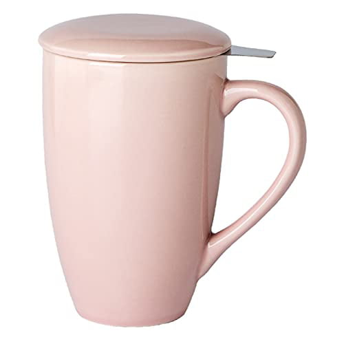 GBHOME Tea Cups with Infuser and Lid 19 Ounces Large Tea infuser Mug Ceramic Tea Steeping Mug Tea Strainer Cup with Tea Bag Holder for Loose Tea Blue Gradient