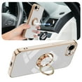 thumbnail image 4 of Electroplated Case for iPhone 16e with Stand & Rotatable Ring Holder, Slim Plating Metal Cover Support Magnetic Car Mount, Rugged Shockproof Protective Case for iPhone 16e, White, 4 of 6