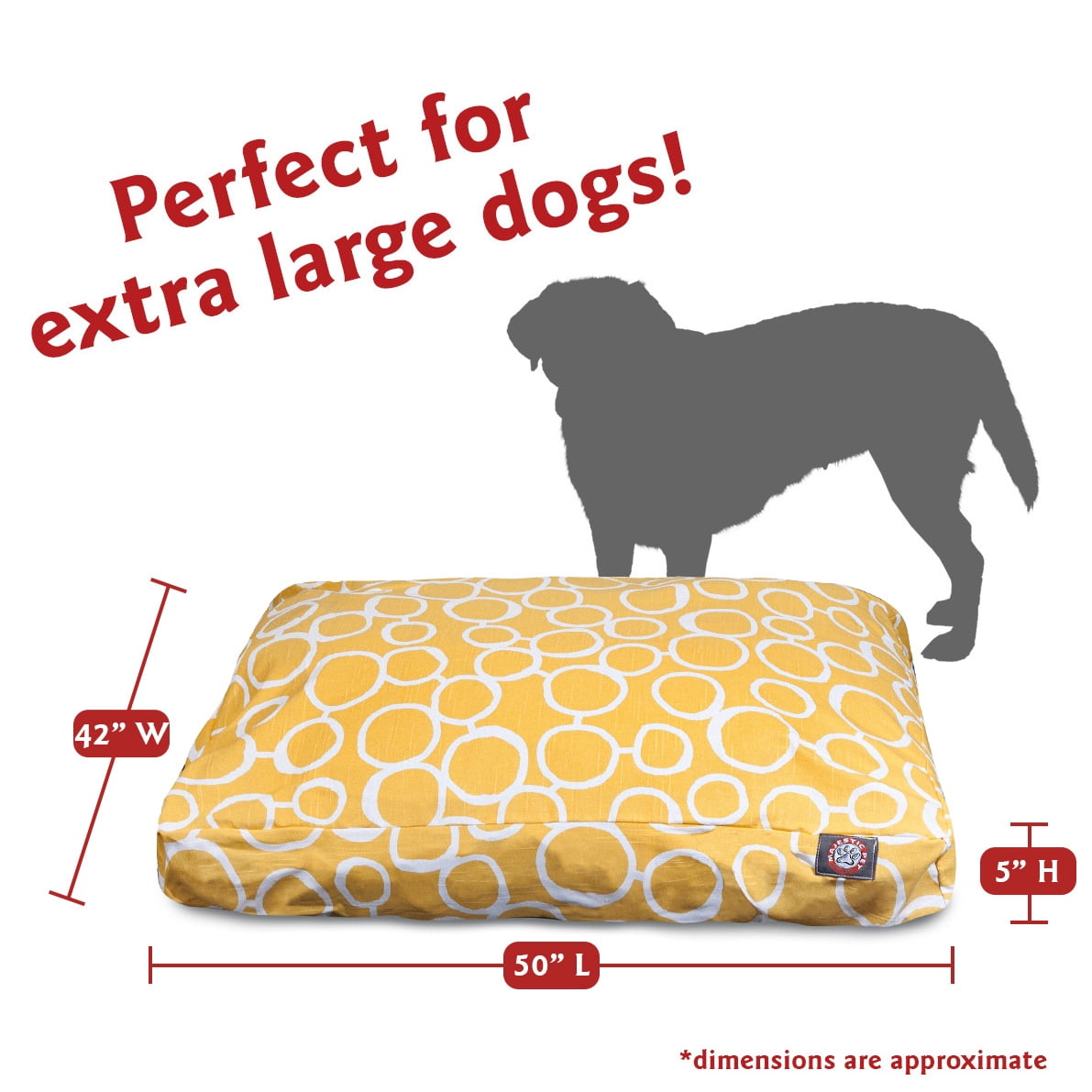 Majestic Pet | Fusion Rectangle Pet Bed For Dogs, Removable Cover, Yellow, Extra Large