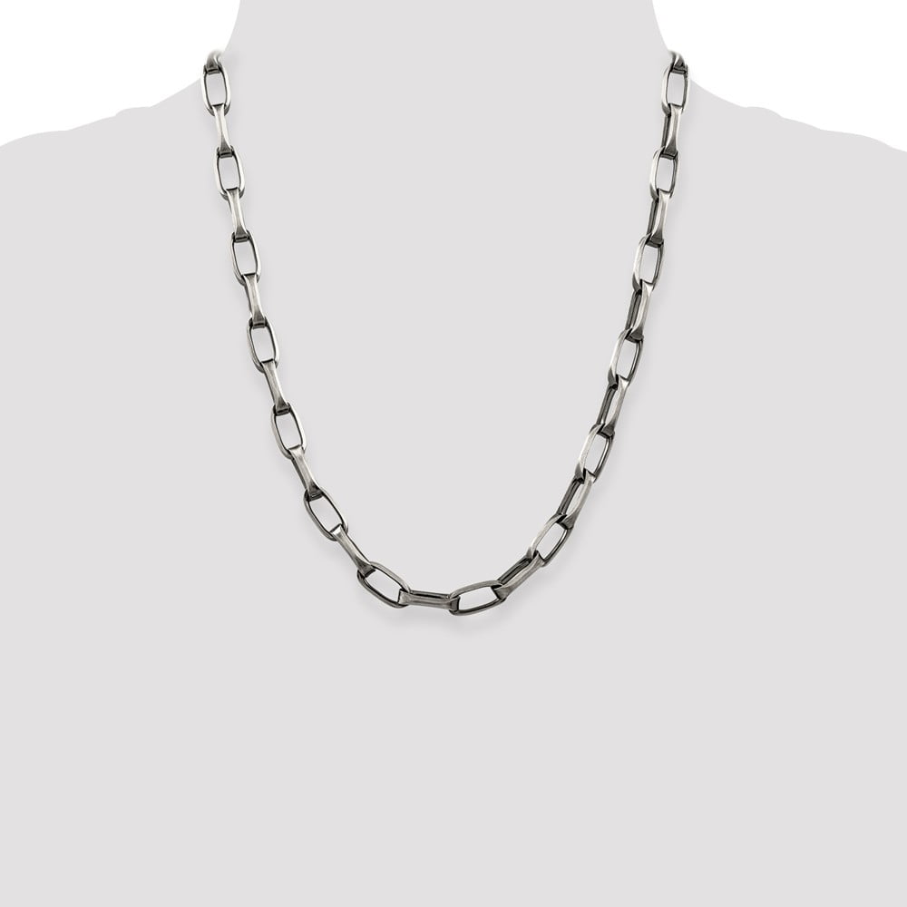 White Sterling Silver necklace Open Link chain 22 in 8 mm