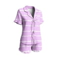 thumbnail image 6 of Cute Pajama Sets for Women Women's Fashion Striped Ruffled Short-Sleeved Elastic Waist Shorts Pajama Set Purple Xl, 6 of 6