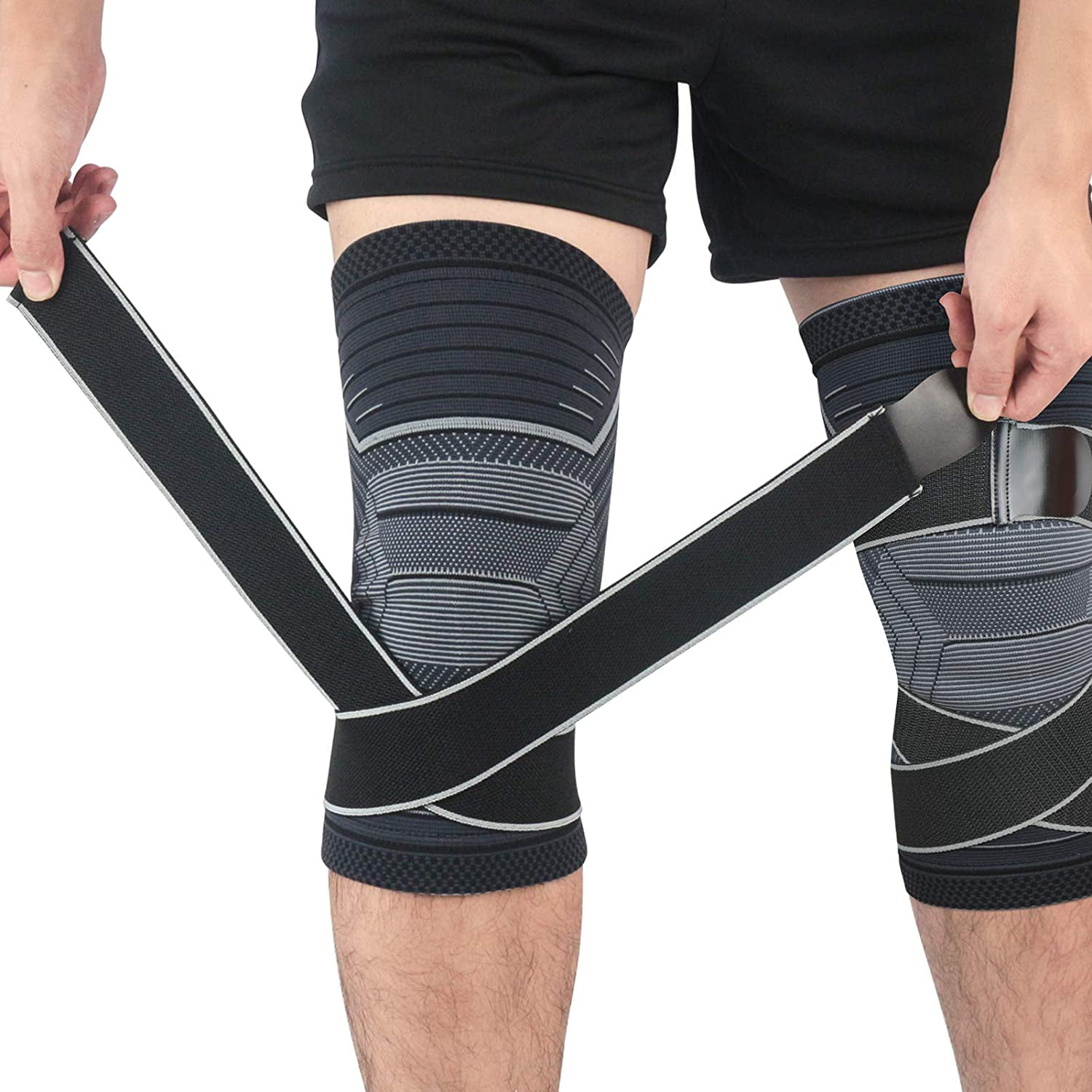 2 Knee Sleeve Compression Support Brace Running Gym Sport Arthritis Relief Strap 