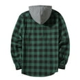 thumbnail image 3 of Button Down Plaid Shirts Men Casual Long Sleeve Preppy School Hoodies Fall Fashion Color Block Cherecked Hooded Shirt Jackets Green Xl, 3 of 6