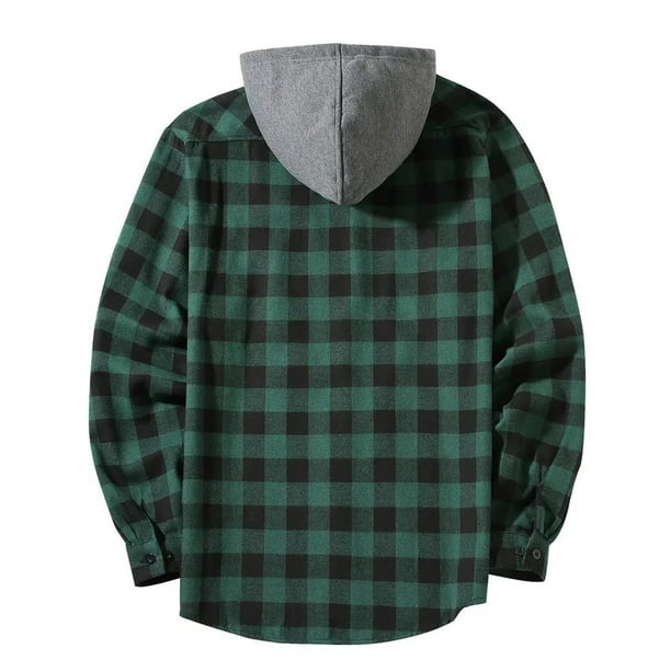 【Sobaq】MN Hoodie Check Shirt Amazon.com: ZITY Men's Flannel Hoodie Shirts Casual Button