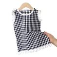 thumbnail image 3 of EGNMCR Robe Sans Manches à Col Rond Robe à Carreaux pour Filles Robe d'Été pour Bébé Robe à Col en Dentelle pour Petites Filles Robe en polyester pour Enfant, 3 of 5
