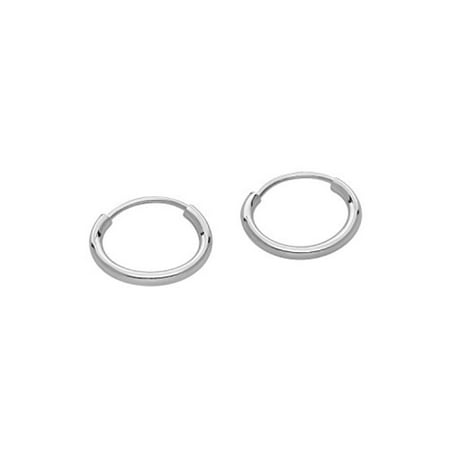 14k White Gold Small Endless Hoop Earrings for Ears, Cartilage, Nose or Lips, (0.4