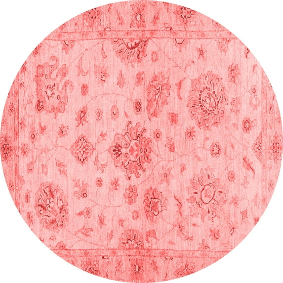 Ahgly Company Machine Washable Indoor Round Oriental Red Traditional Area Rugs, 5' Round