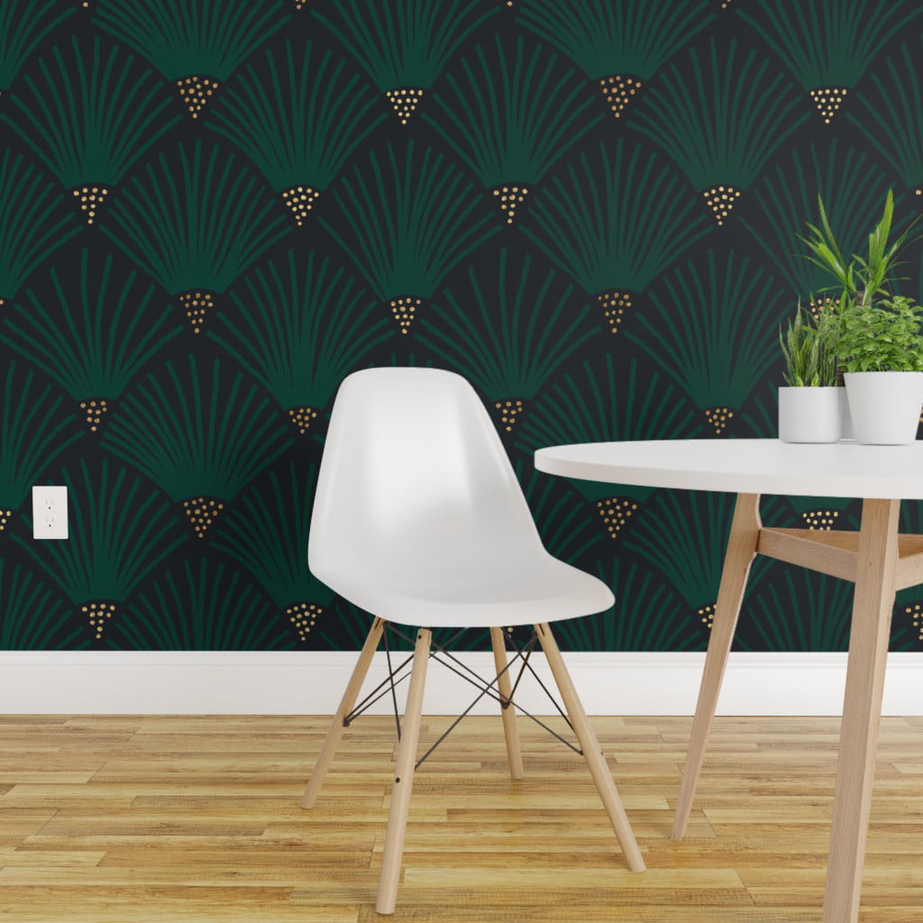 Deep Green MarbleLike Peel and Stick Wallpaper Salon Decoration  MAAT  LUXE HOME