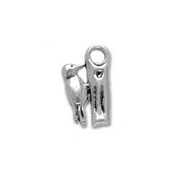 Sterling Silver 16" .8mm Box Chain 3D Woodpecker Pecking On Wood Pendant Necklace