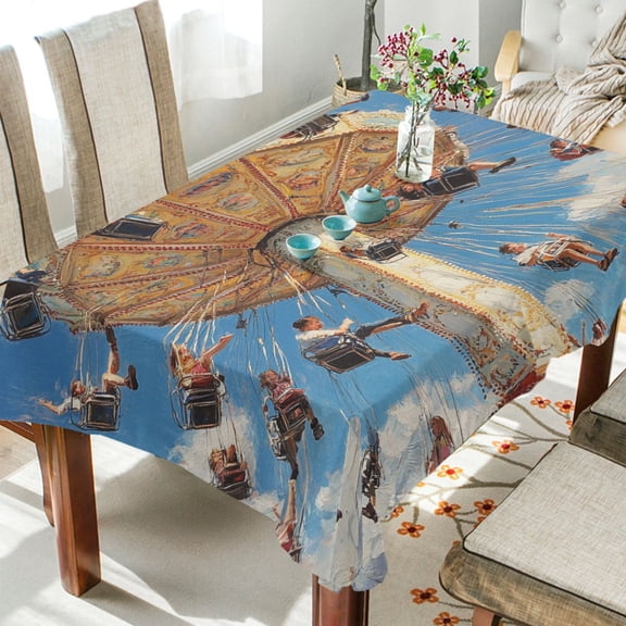 BZSMCE Square Tablecloth Rotating Flying Chair Pattern Tableclothes