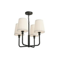 CH628423MBOP-Alora Lighting-Plisse - 4 Light Chandelier with Glass-16.88 Inches Tall and 22.5 Inches Wide-Matte Black Finish    -Traditional