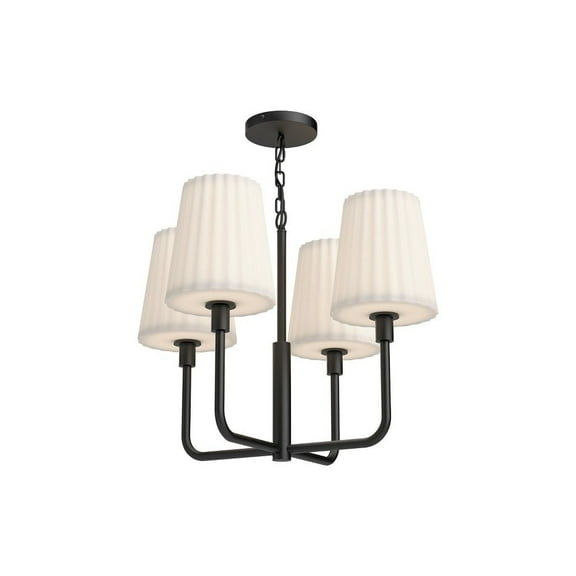 CH628423MBOP-Alora Lighting-Plisse - 4 Light Chandelier with Glass-16.88 Inches Tall and 22.5 Inches Wide-Matte Black Finish    -Traditional