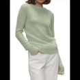 thumbnail image 3 of Suéter Básico de Cuello Redondo para Mujer, Jersey de Larga y Cuello Redondo. Verde L, 3 of 7