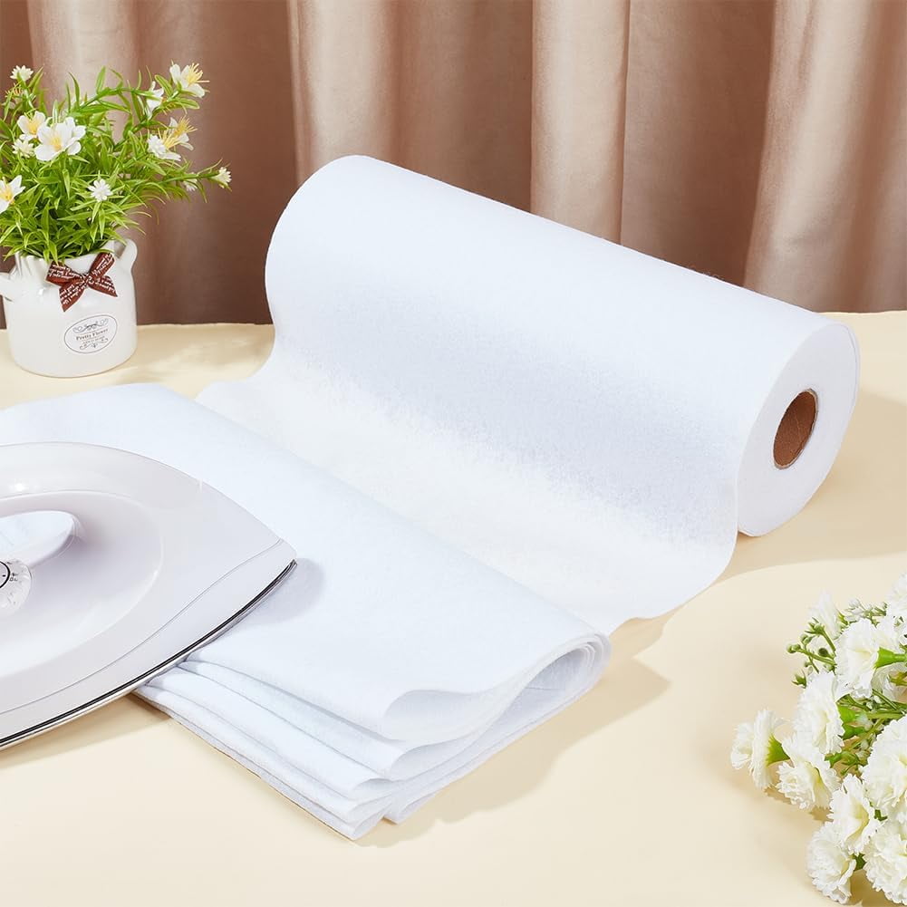 1 Roll 10 Yard Iron-On Fusible Fleece Interfacing 11.8 Inches White One-Sided Loft Fusible Fleece Medium Weight for Sewing Quilting Tote Bags Home Decor