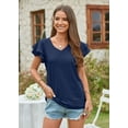 thumbnail image 2 of ROYAL MATRIX Womens Tshirts Loose Fit Crew Neck Ruffle Sleeve Summer Casual Tops (Navy, L), 2 of 4