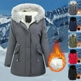 thumbnail image 6 of qucoqpe Womens Fuzzy Fleece Lined Hooded Parka Button Front Zip up Long Sleeve Puffer Quilted Jackets Winter Coats for Women, 6 of 6
