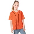 thumbnail image 4 of GiLiling Boys Baseball Jersey Kids Short Sleeve Girls Hip Hop T Shirt Toddler Sport Button Down Jersey Shirt (Orange, 4-5 Years), 4 of 8