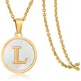 thumbnail image 1 of 26 English Letters (A-Z) Necklace For Women Titanium Steel Stainless Steel Pendant Necklace Pearl Shell Oil Drop Necklace As Gift For Wife , Daughter, Friend, 1 of 8