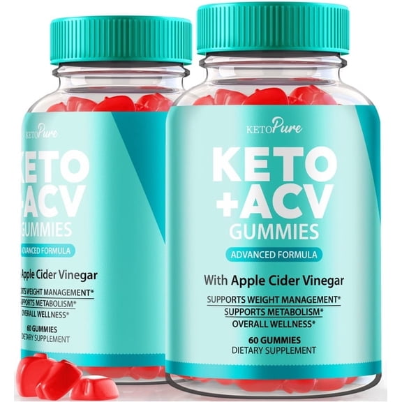 (2 Pack) Keto Pure Gummies, Official KetoPure Keto ACV Supplement, All Natural Apple Cider Vinegar, Keto Plus ACV Gummies, Premium KetoPure Fuel Keto ACV Gummies Reviews (120 Gummies)
