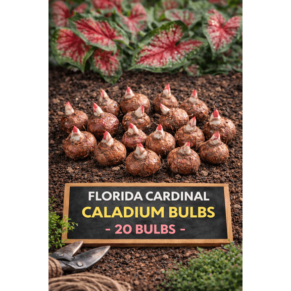 Florida Cardinal Caladium Bulbs for Planting - Perennial Hosta, Elephant Ears, Fancy (20 Bulbs)