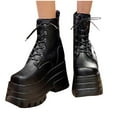 thumbnail image 6 of Viluyesy Womens Platform Boots, Round Toe Combat Shoes Thick Sole Lace-Up Fashion Motorcycle Boots Black US6.5, 6 of 6