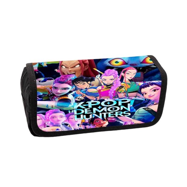 Kpop Demon Hunters Large Pencil Case with Zipper 7.9" Storage Pen Bag Organizer Stationery, Portable Makeup Bag Best Cute Xmas Collectible Birthday Gift