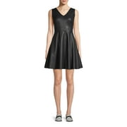 Scoop Vegan Leather Fit and Flare Dress Women's