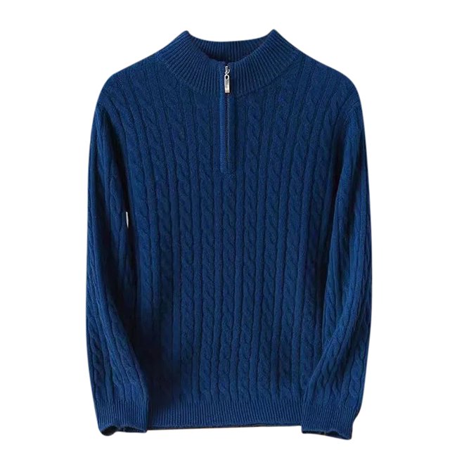 NJDVHB Fall Winter Coats for Men,Sweaters for Men,Cardigan Sweaters for Men Sweater Thickened Zipper Half High Neck Knitted Underlay Solid Sweater Coat,Blue,L