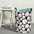 thumbnail image 6 of Rateoe Cute Baseball Pattern Round Laundry Hamper Basket, Tall Hamper Basket for Blanket Storage, Nursery Clothes Hamper for Laundry in Bedroom and College Dorm-Medium, 6 of 6