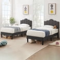 thumbnail image 5 of VECELO Twin Size Bed Frame, Upholstered Platform Bed with Adjustable Headboard, Wooden Slats Support, No Box Spring Needed, Easy Assembly, Eco Friendly Packaging, Dark Gray, 5 of 6