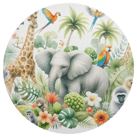 

Ryvnso African Animals Forest Round Plate Mats Dining Table Placemat 1 Piece for Holiday Decoration