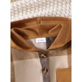 thumbnail image 6 of Little Boy Girl Pants Set Contrast Color Plaid Long Sleeve Button-up Hoodie Trousers Outfits, 6 of 8