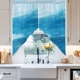 thumbnail image 4 of Light Blue Swag Curtain Valance for Windows, Gradient Abstract Waves Tranquility Sea Surface Window Treatments Short Swag Topper for Kitchen Windows Bathroom Bedroom, 36"x36", 4 of 8