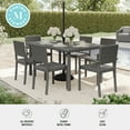 thumbnail image 4 of Martha Stewart 7-Piece Indoor-Outdoor Dining Set with 6 Stackable Dining Chairs and 60" Patio Table with Engineered Wood Top in Gray Rattan Wicker, 4 of 11