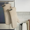 thumbnail image 5 of KITCHENAID Gourmet Series Gridlines Oven Mitts 2-Pack Set, Heat Resistant up to 600°F, Soft Silicone Grip, Magnetic Cuff, Milkshake Tan, 7"x14", 5 of 7