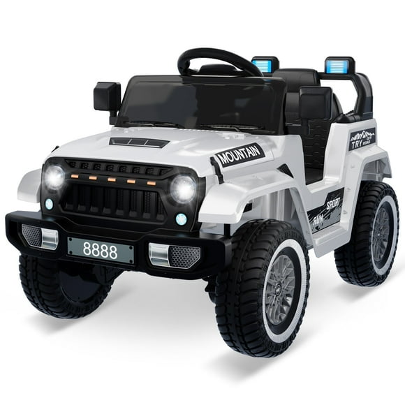EastVita 12V Kids Ride on Truck Car, 4 Wheeler Electric Vehicles with Remote Control, Spring Suspension, 3 Speeds, LED Lights, Music, MP3, Battery Powered Ride on Toy Gift for Boys Girls
