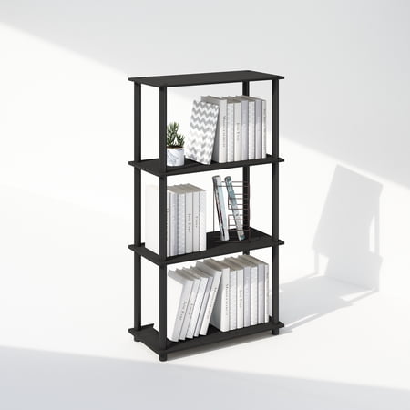 Furinno Turn-N-Tube 4-Tier Multipurpose Shelf Display Rack, Shelving Unit, Bookcase, Americano/Black