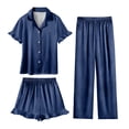 thumbnail image 2 of Bovxnpu Girls Sleepwear Loungewear Set Girls Striped Pajama 3 Piece Top Shorts Pants Loungewear Outfit Set, 2 of 8